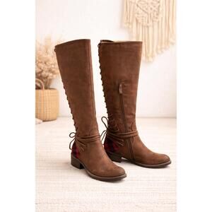 NEW VERY VOLATILE women's buffalo plaid boots in brown